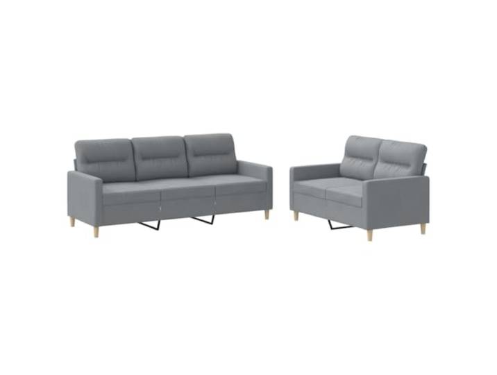 Todiikf 2-TLG Sofagarnitur mit Kissen 2er 3er Couch Hellgrau Stoff Bequemes 2er und 3er Polstermöbel Set aus atmungsaktivem Gewebe mit dichter Schaumstoffpolsterung fürs Wohnzimmer.