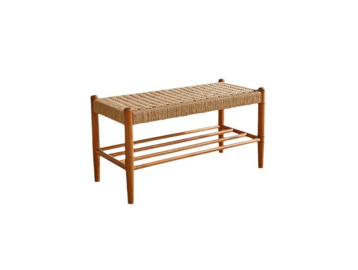 Tabouret à chaussures tissé en rotin et bois massif, Style rétro, étagère à chaussures pour porche, tabouret à langer, meubles de mélange tradition avec moderne