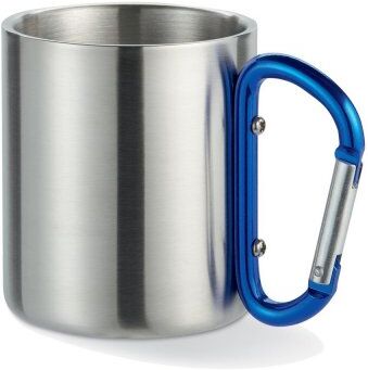 TRUMBO Tazza Acciaio Inox Doppio Strato 220ml con Moschettone Personalizzate o neutre
