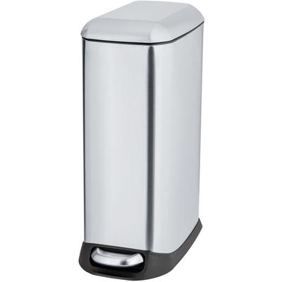 Mülleimer WENKO "Modell Design", silber, B:23,5cm H:55cm T:41cm, Edelstahl, Kunststoff, Mülleimer, Mülleimer, Abfalleimer mit Absenkautomatik und herausnehmbarem Einsatz