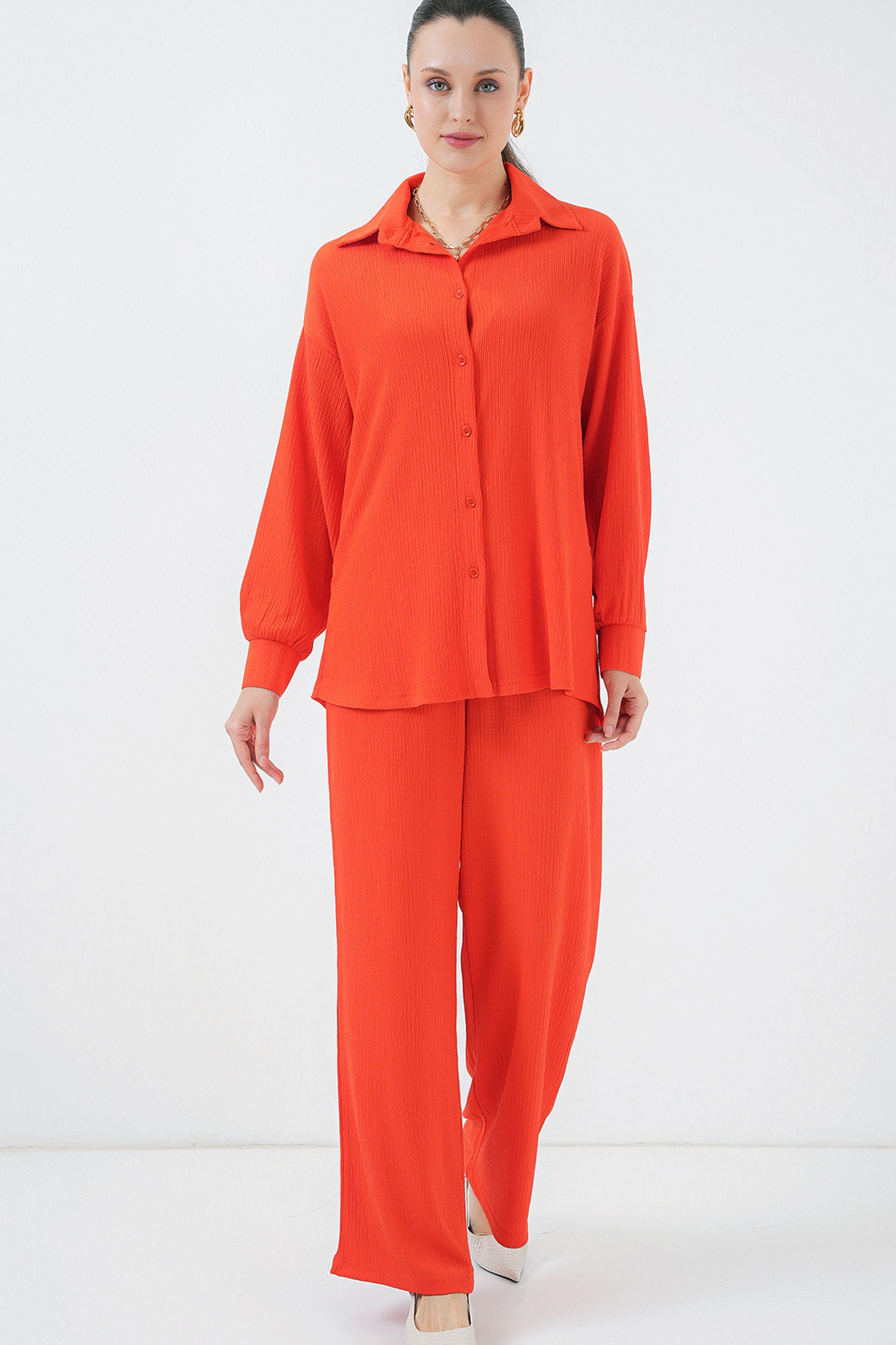 Strukturiertes Langarm-Strickshirt und -Hose Gestricktes Ko-Ord-Set