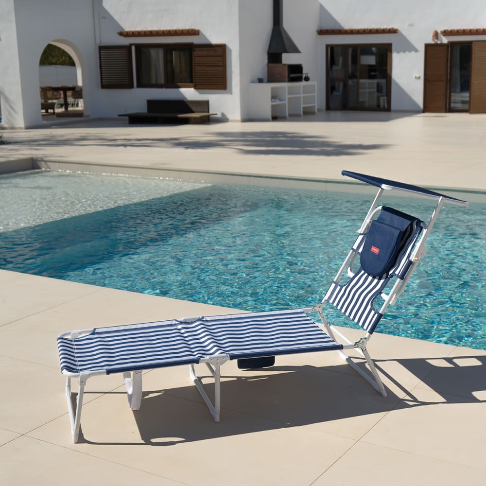 Flamingueo Lot de 2 Chaises de Plage Pliables Bleu Bleu 134x86x56cm