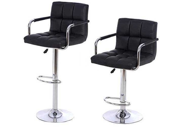 Wefun Barhocker Set mit Armlehnen Höhenverstellbar (87-107 cm) Drehbar Für Tresen-Stuhl Home Küche Frühstück (Schwarz 2er)