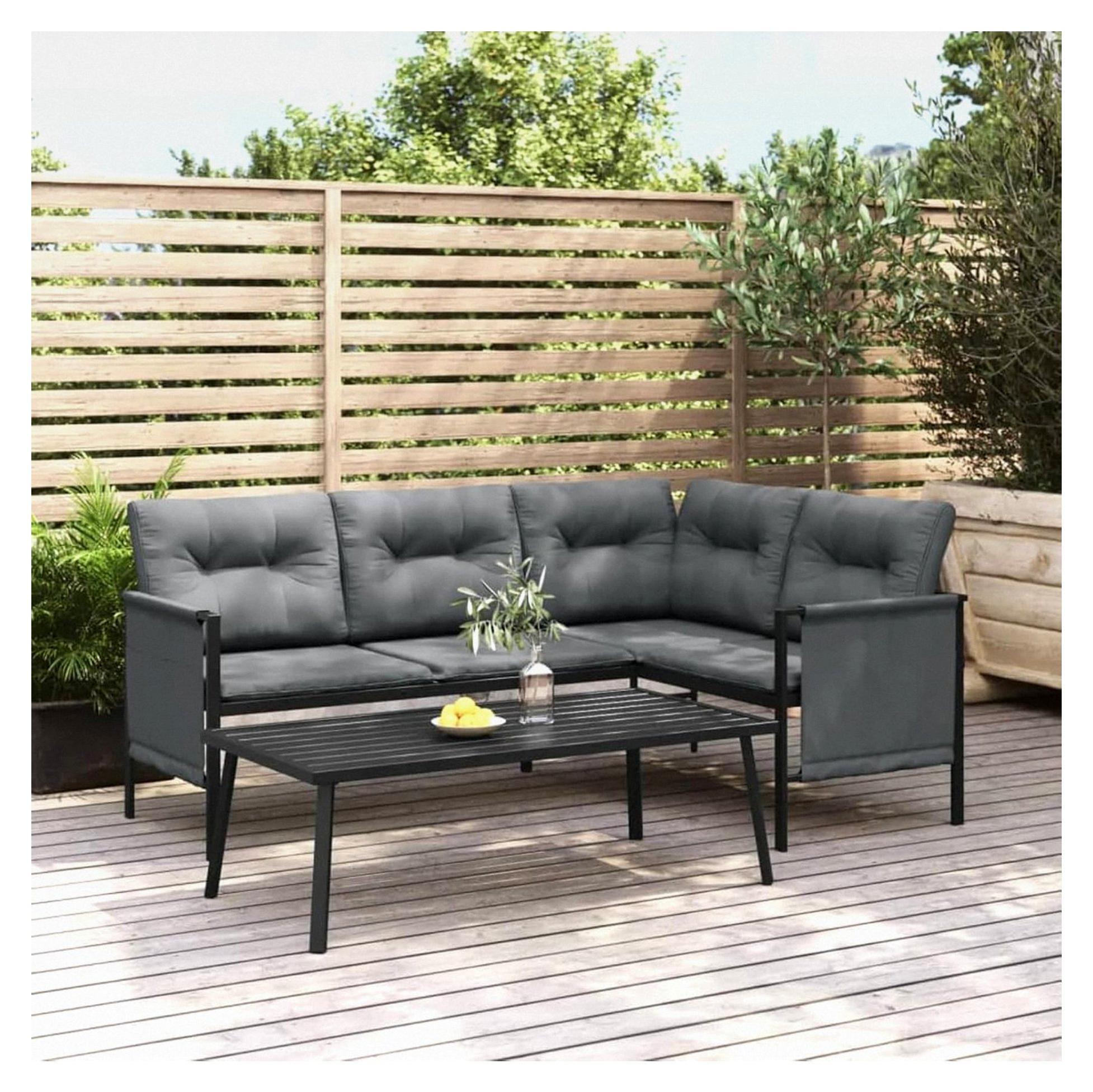 Ecksofa Lounge Gartenmöbel Ecklounge Gartengarnitur Balkon Klein Sitzgruppe Outdoor Sofa Garten Terrasse Anthrazit