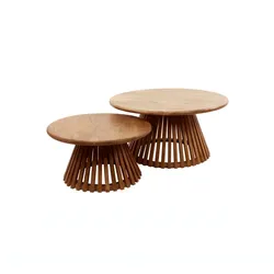 KAWOLA Couchtisch LANI Set 2-tlg. Mangoholz braun Fuß konisch