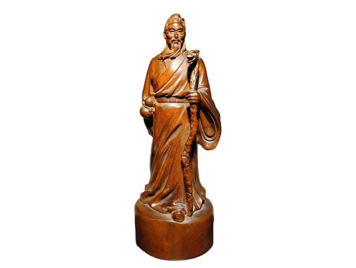 Figurines antiques sculptées en bois Li Shizhen, statue en bois de buis chinois, décoration artistique vintage, bureau d'étude, souvenir amusant