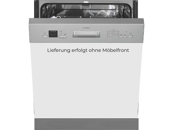 exquisit teilintegrierbarer Geschirrspüler 6312 EGSP6312-EB-030E inox, 11 l, 12 Maßgedecke, 12 Maßgedecke & flüsterleise 49 dB – stark und angenehm ruhig