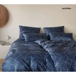 Elegante Mako-Satin Bettwäsche Circus - 135x200 cm + 80x80 cm	nachtblau