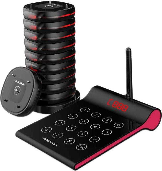 Approx appCUSTOMERCALLERKIT, Restaurant, RF Wireless, 998 Kanäle, 433 MHz, Kabellos, LED