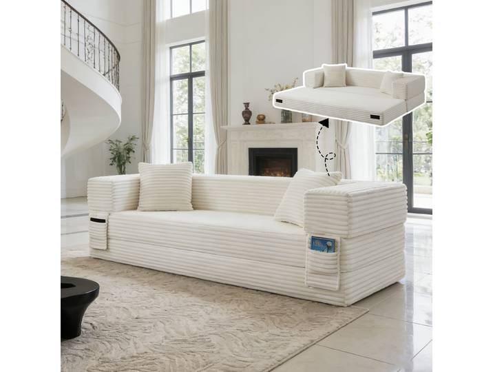 Le canapé-lit peut être plié. C'est un canapé-lit pliable polyvalent et multifonctionnel, de style salon, qui peut être emballé sous vide.