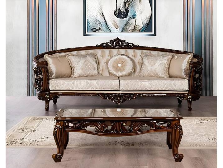 JVmoebel 3-Sitzer Braune Sofa-Landschaft mit hochwertiger Polsterung und Holzfüßen, Made in Europa