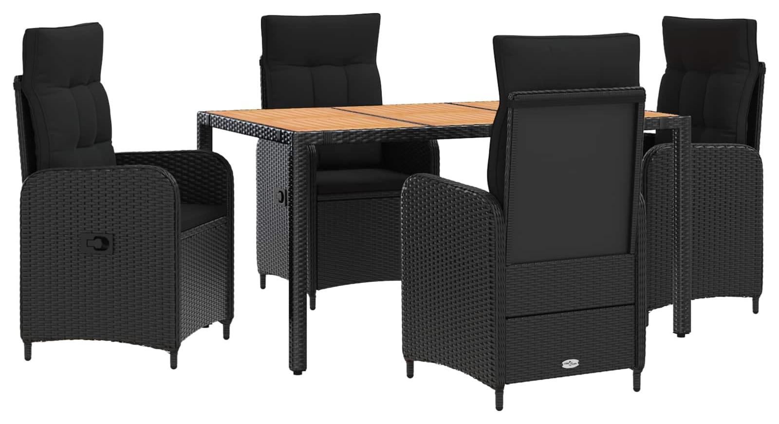 Outdoortisch-Set 5 stk. Schwarz