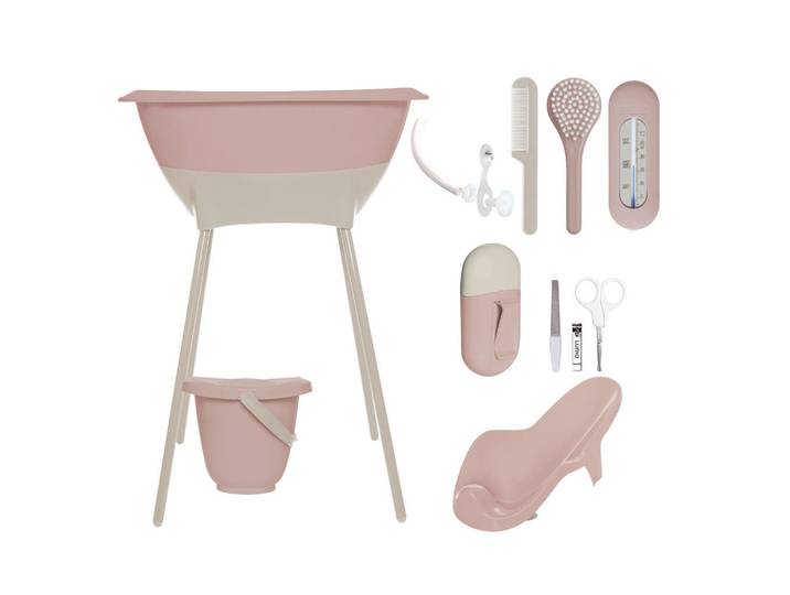 Luma Babybadeset Blush Pink, Altrosa, Kunststoff, 8-teilig, 79x40x46 cm, Grüner Punkt, Pflegen, Baden, Babybadewannen