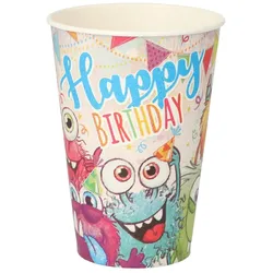 Papstar 140 Trinkbecher, Pappe 0,2 l Ø 7 cm · 9,7 cm farbig Funny Monsters