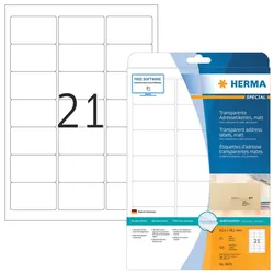 HERMA Adressetiketten SPECIAL 63,5 x 38,1 mm, transparent