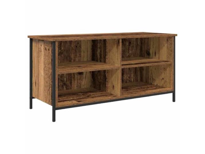 KUPTYERFG TV-Schrank Altholz 100x40x50 cm Lowboard Fernsehtisch Praktischer TV-Ständer im modernen Design mit 4 Fächern und Metallbeinen für Wohnzimmer und Schlafzimmer.