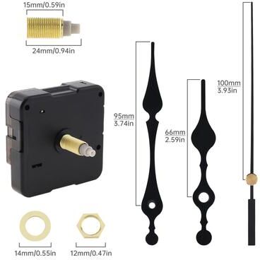 Uplift Picks Silent Quartz Clock Movement Battery Operated Replacement Mechanism 24mm (3 Hand Pointers A)
