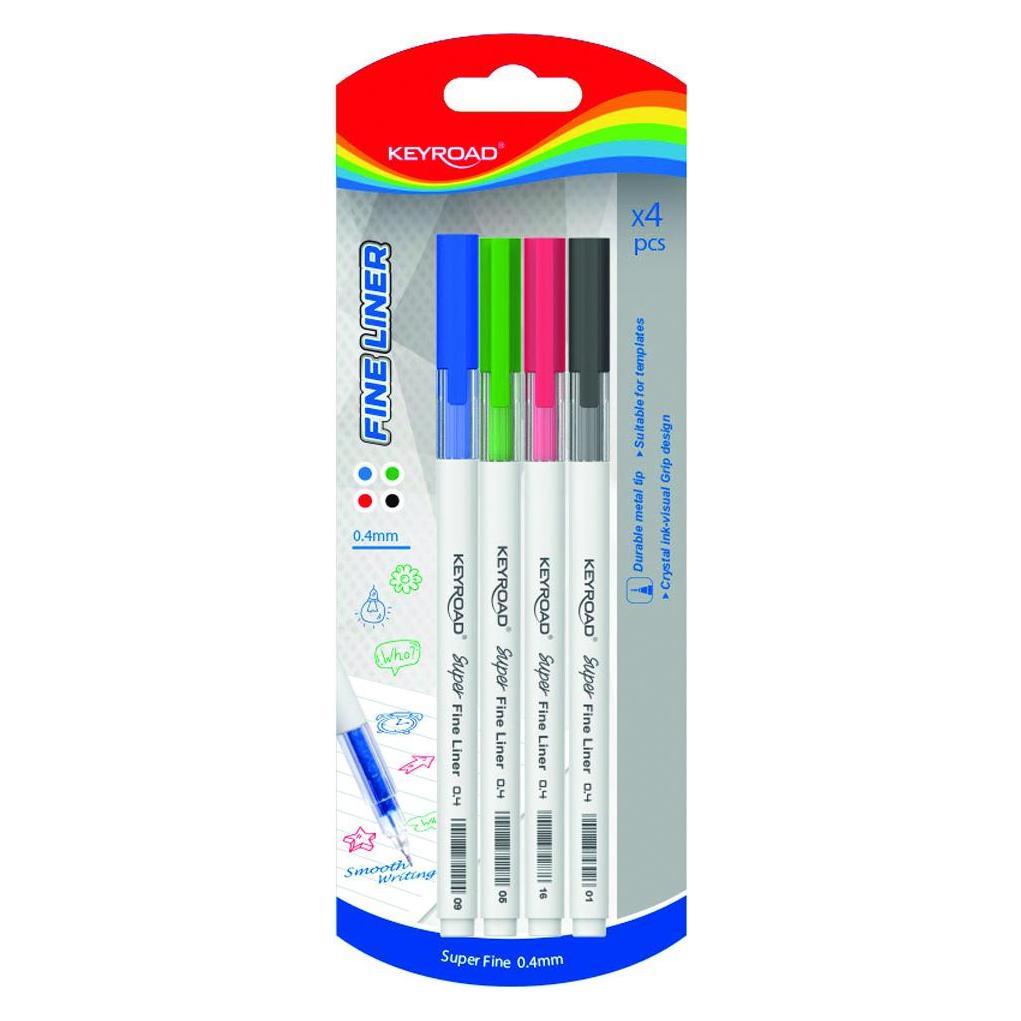 Keyroad Fineliner, 0,4 mm, 4 stück, blister (4x) (45650237)