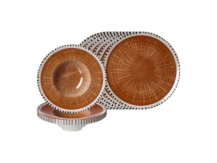 Ritzenhoff Breker Pizza- UND Pasta-Set Natura Braun 12-tlg., Keramik, 12-teilig, Rund, 2x2x2 cm, Geschirr, Geschirrsets, Tafelservice