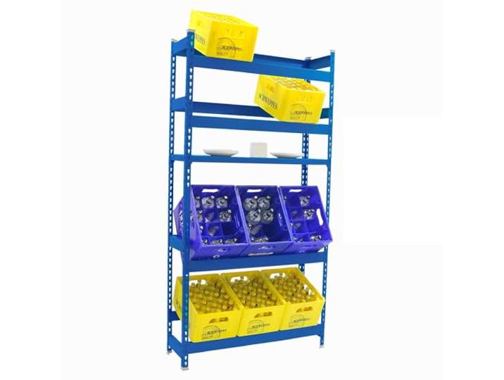 Simonrack Getränkekistenregal, 12 Kästen, Flaschenregal, Getränkekistenhalter, Kistenregal, Weiss - Simonbottle