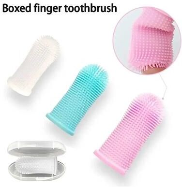 Inspired Finds Silicone Finger Toothbrush For Dogs & Cats Dental Care pink