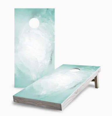 Skip's Garage Turquoise Watercolor Regulation 2x4 Cornhole Game Set