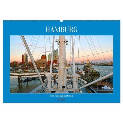 Hamburg mit Hafengeburtstag (Wandkalender 2026 DIN A2 quer), CALVENDO Monatskalender