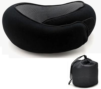 Uplifted Finds Travel Neck Pillow Memory Foam U Shaped Snail Style Adjustable Support Pillow black