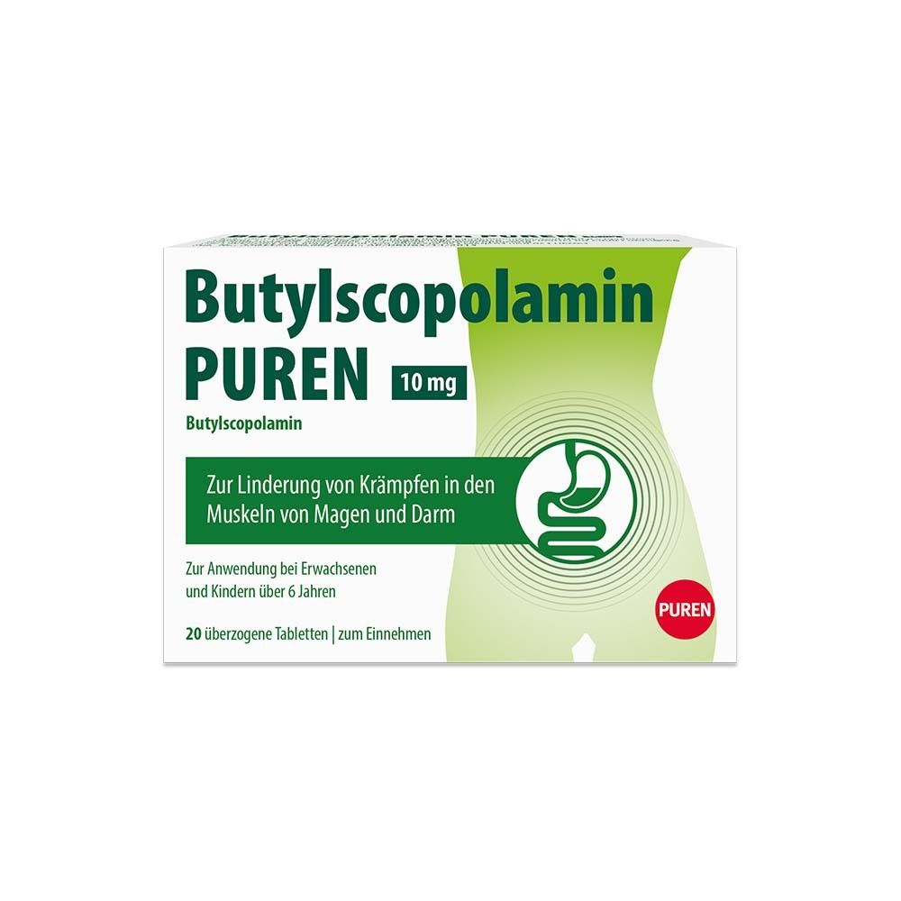 Butylscopolamin Puren 10 mg überzogene Tab. 20 St Überzogene Tabletten