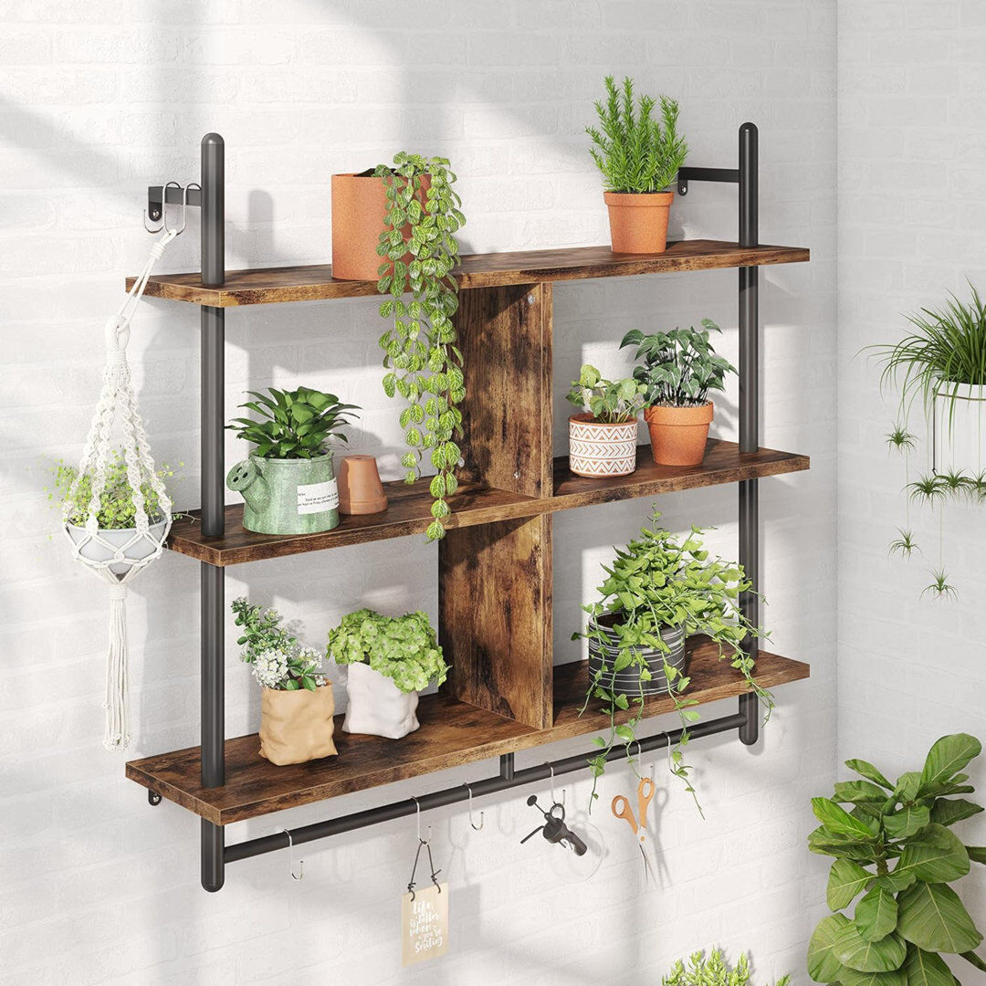 Rio Anastasiya 3 -Piece Industrial Pipe Shelves Black/Brown