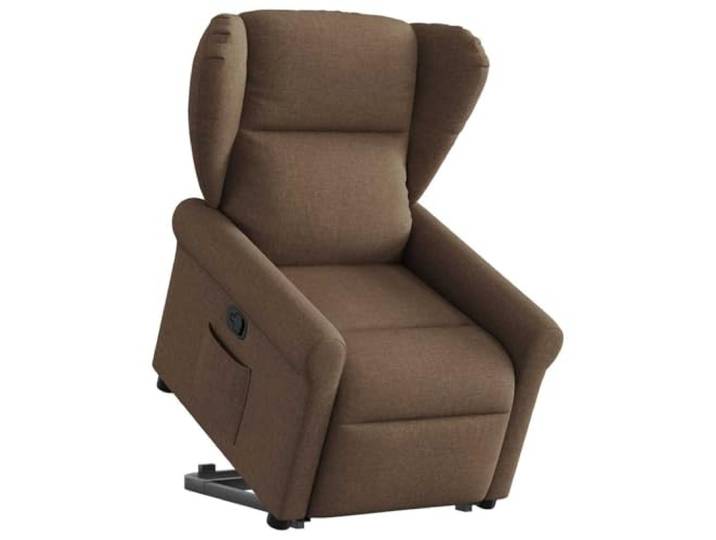 WHOPBXGAD Elektrische Aufstehhilfe Manuelle Liegefunktion Relaxsessel Braun Relaxsessel mit Aufstehhilfe Braun Stoff, elektrischer Sessel mit manueller Liegefunktion und Seitentasche, ideal für