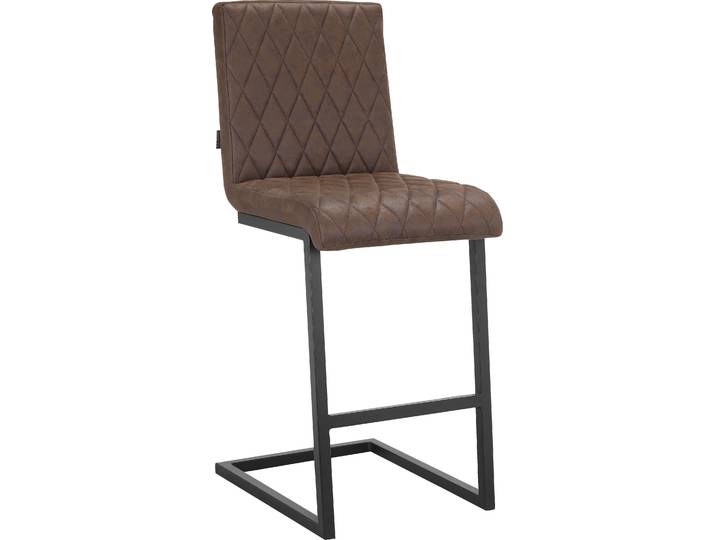 Bistrostuhl GOODPRODUCT Janelle , braun (braun, schwarz, braun), B:42cm H:104cm T:52cm, Stoff, Stühle, Bistrostuhl, Sitz und Rücken gepolstert, Nähte am Sitz und Rücken, Sitzhöhe 65 cm