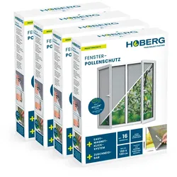 Hoberg Fenster-Pollenschutz mit Pollenschutz - 150 x 130 cm - 4er-Set