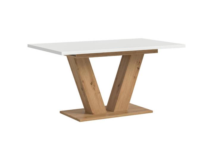 Mid.you Esstisch, Weiß, rechteckig, Bodenplatte, 90x76x150-190 cm, FSC Mix, ausziehbar, Esszimmer, Tische, Esstische, Esstische ausziehbar