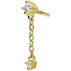 14 Karat Gold Schraubaufsatz mit Außengewinde 2 MOISSANITE + KETTE