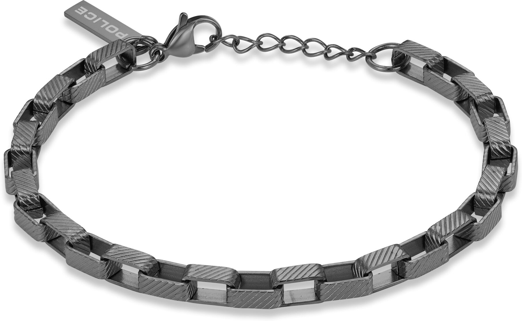 Armband POLICE "Player", schwarz (gunfarben), Armbänder, Herren, 21,5cm, Edelstahl, Armband