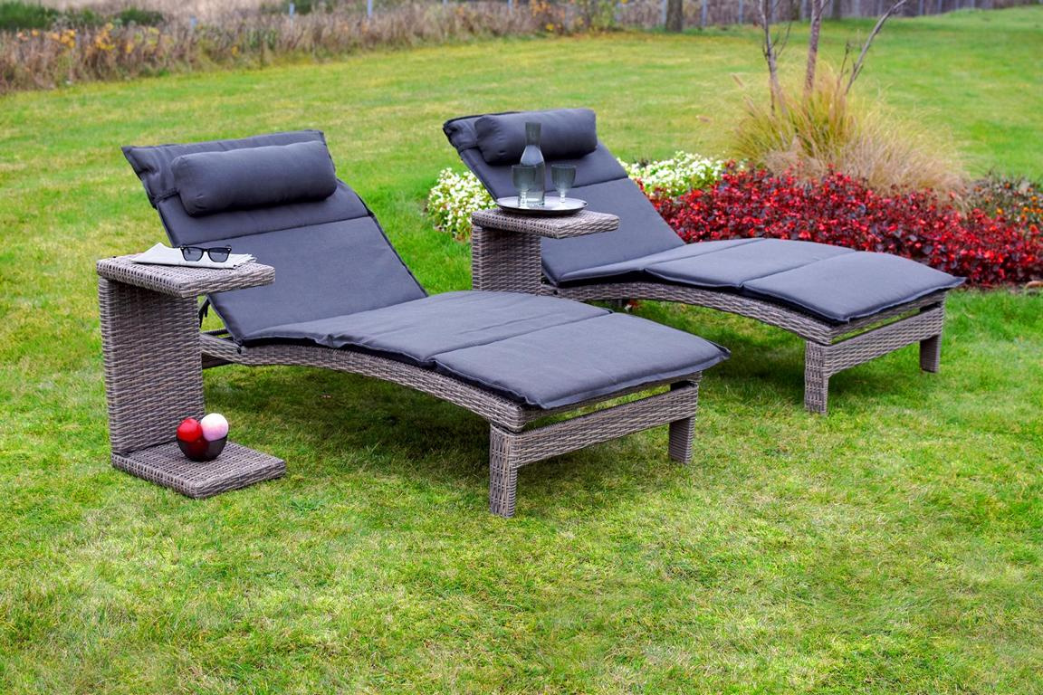 MERXXHANDELS Andalusia Set 4tlg 2 Liegen Auflagen 2 Tische 42x33x64cm 16909583