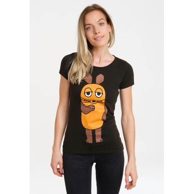 T-Shirt LOGOSHIRT "Die Sendung mit der Maus - Die Maus", Damen, Gr. M, braun (schwarz, braun), 100% Baumwolle, bedruckt, normal, Rundhals, Shirts T-Shirt, mit lizenziertem Print