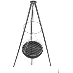 DELUKE Schwenkgrill MOMO Eisen Schwarz-Silber 152x69x76cm Holzkohlegrill Topfgrill Hängegrill