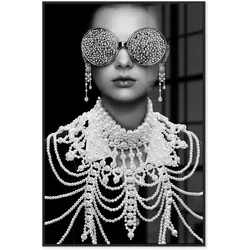 La Casa »Lady with pearl necklace« Glasbild mit Strassapplikation 80x120 cm gerahmt
