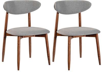 Costway Set of 2 Fabric Upholstered Dining Chairs with Curved Backs-Gray