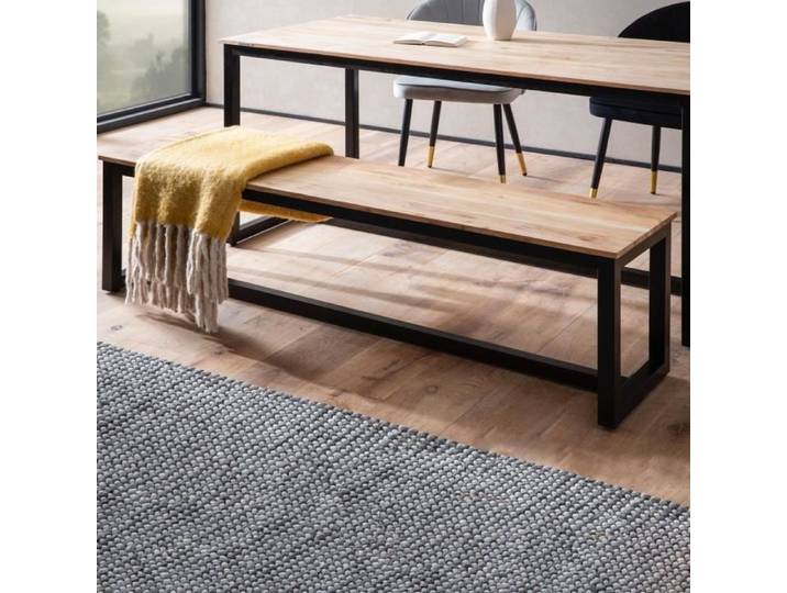WOHNLING Banc de Table 160x40x45 cm Acacia Massif Pieds Métal Style Loft