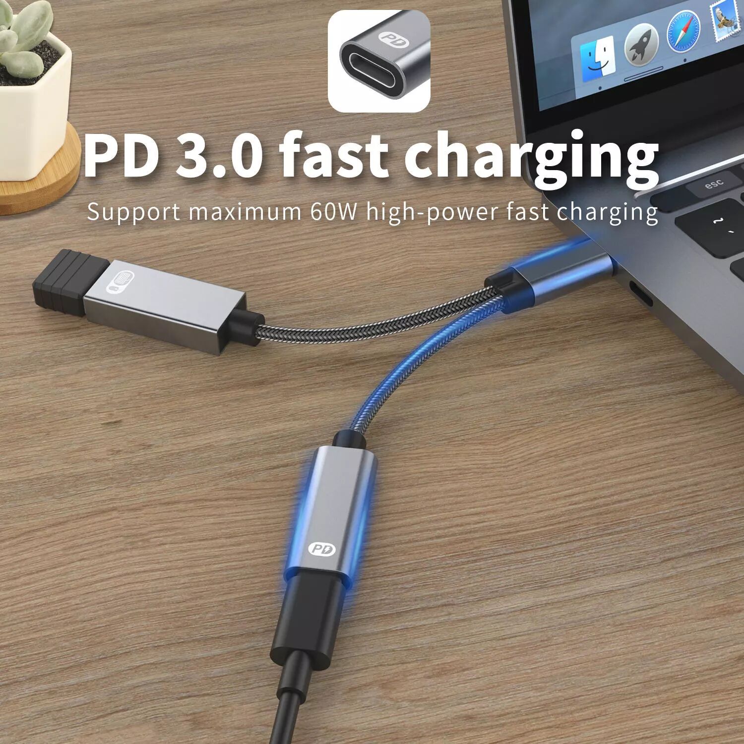 INF USB-C-Stecker auf USB-Buchse + USB-C PD-Ladebuchse und OTG-Adapter USB 2.0