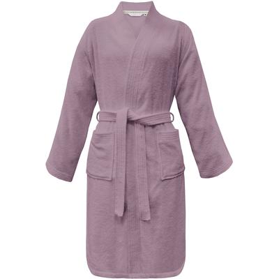 Bademantel TOM TAILOR HOME "Kimono COLOR BATH" Gr. L, lila (cozy mauve), L, Frottier, Hausmäntel, Bademantel