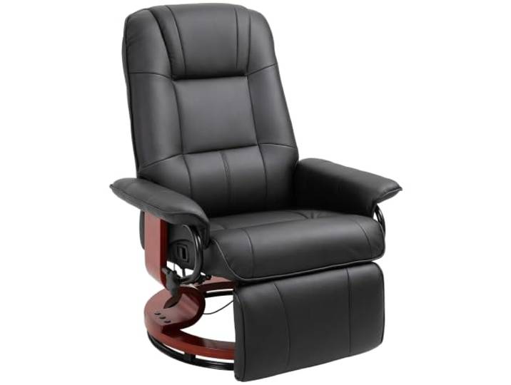 HOMCOM Relaxsessel mit Liegefunktion 360° Drehbar Air-Leder Schwarz
