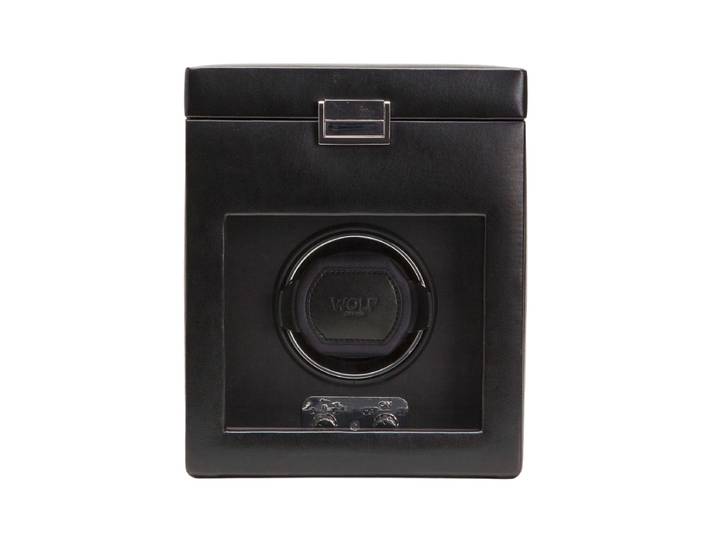 Uhrenbeweger „Heritage Single Watch Winder“ mit zusätzlichem Stauraum Leder Schwarz WOLF