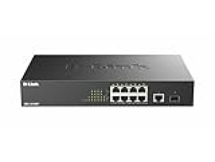 D-Link DGS-1010MP Switch Gigabit Max PoE 10 Ports, 8 Ports PoE+ Gigabit 30 W, Budget PoE 125 W, Liaison Montante Fibre SFP, sans Ventilateur, Silencieux, économie d'énergie, boîtier métallique