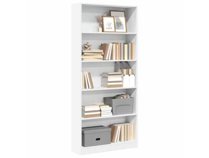 Blanc Bibliothèque blanc 80x24x176 cm bois d'ingénierie - Rangement multimédia H11622