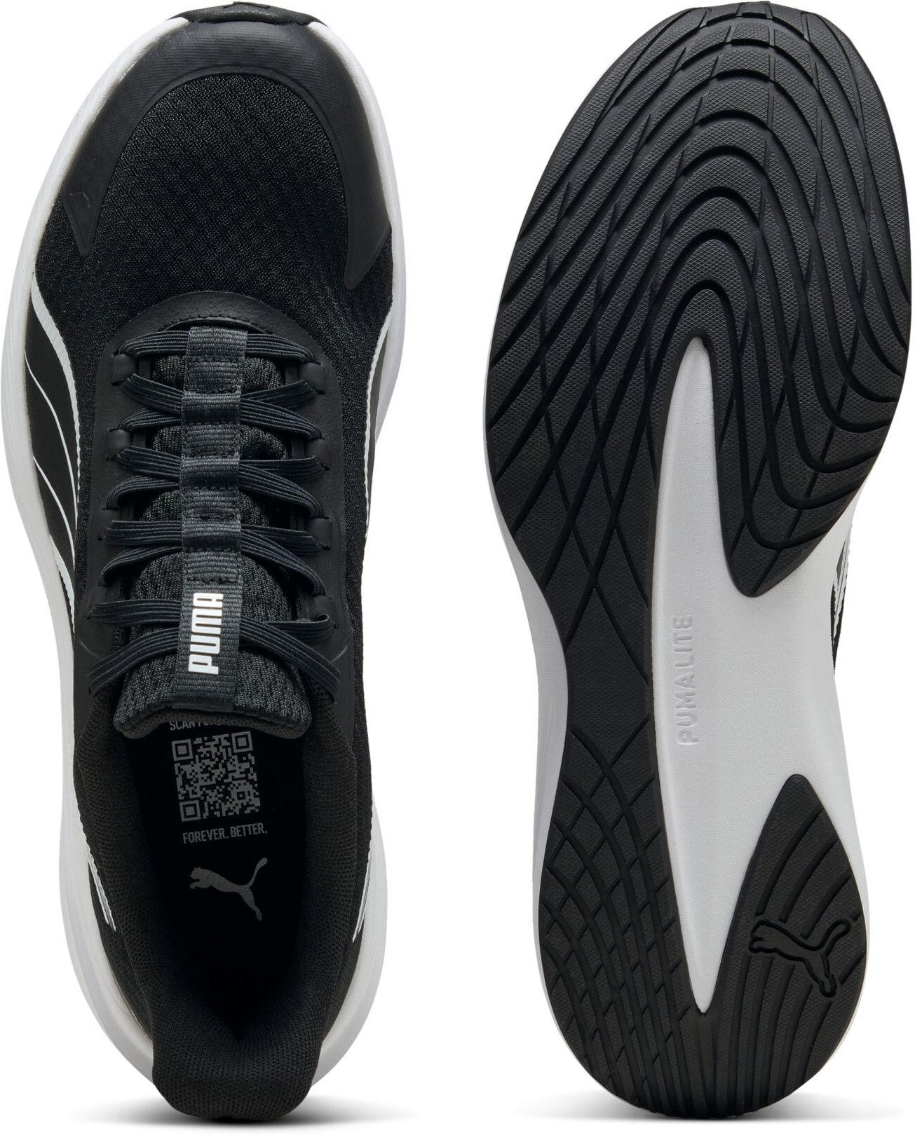 Laufschuh PUMA "DASHER LITE SLIPTECH", Gr. 46, schwarz-weiß (puma schwarz, puma weiß), Schuhe Laufschuh, für einfaches An- und Ausziehen