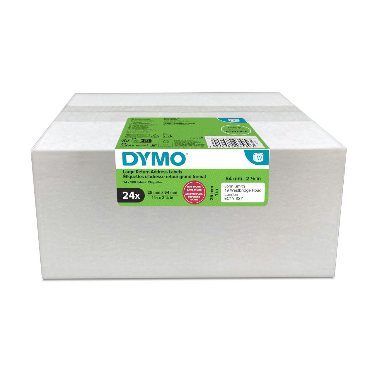 Dymo LW-Rücksendeetiketten Vorteilspack 25x54mm 24Rl 500Stk